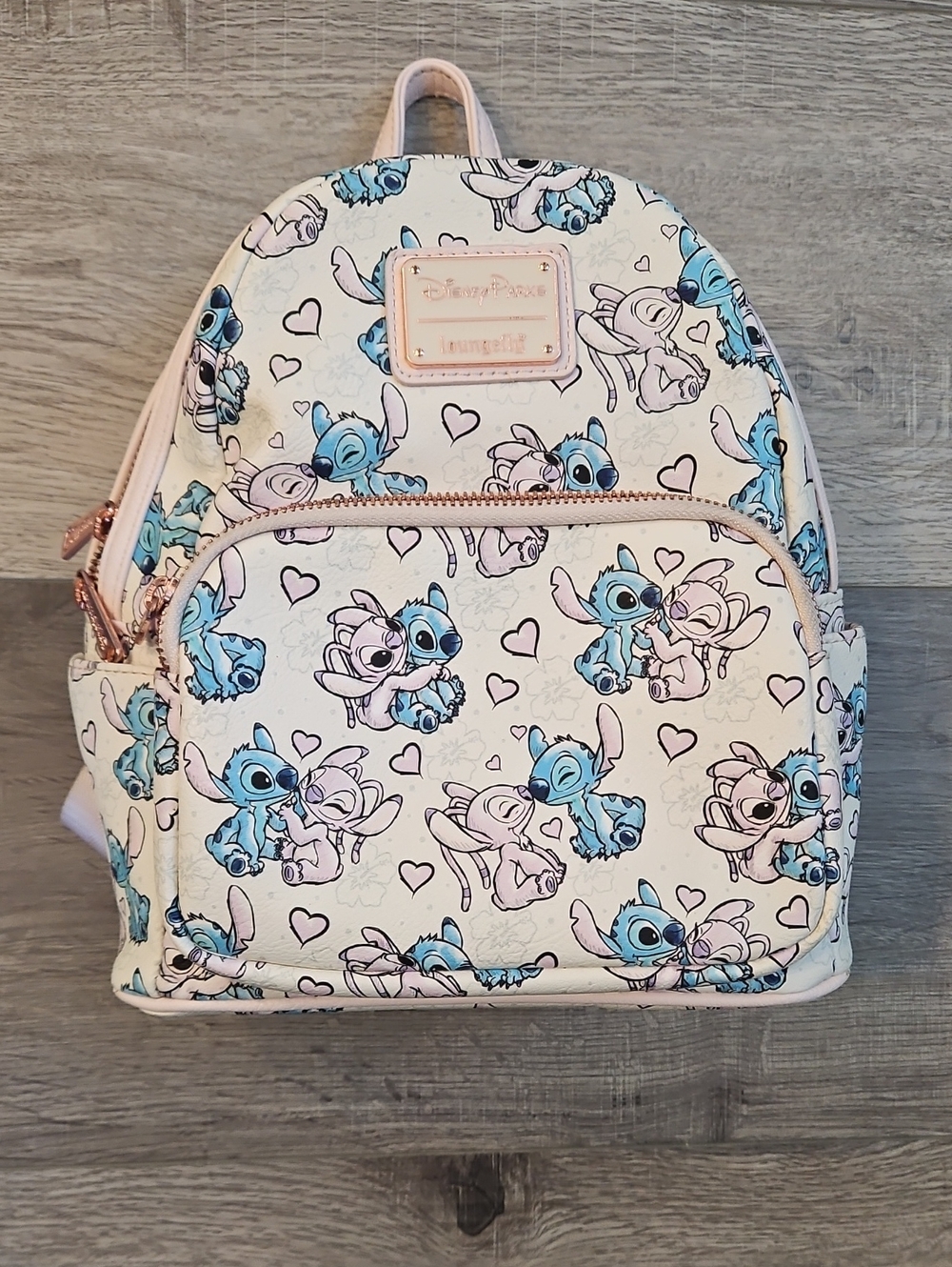 Loungefly Stitch & Angel Mini Backpack in White, Blue, Pink